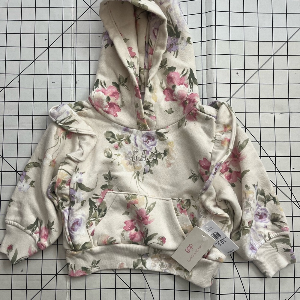 NWT. Gap x Loveshackfancy collab. 18-24 month toddler floral ruffle hoodie.